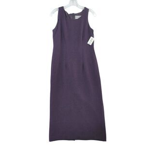 Jessica Howard Petite Dress Size 4P Eggplant Purple Jacquard Sleeveless NWT